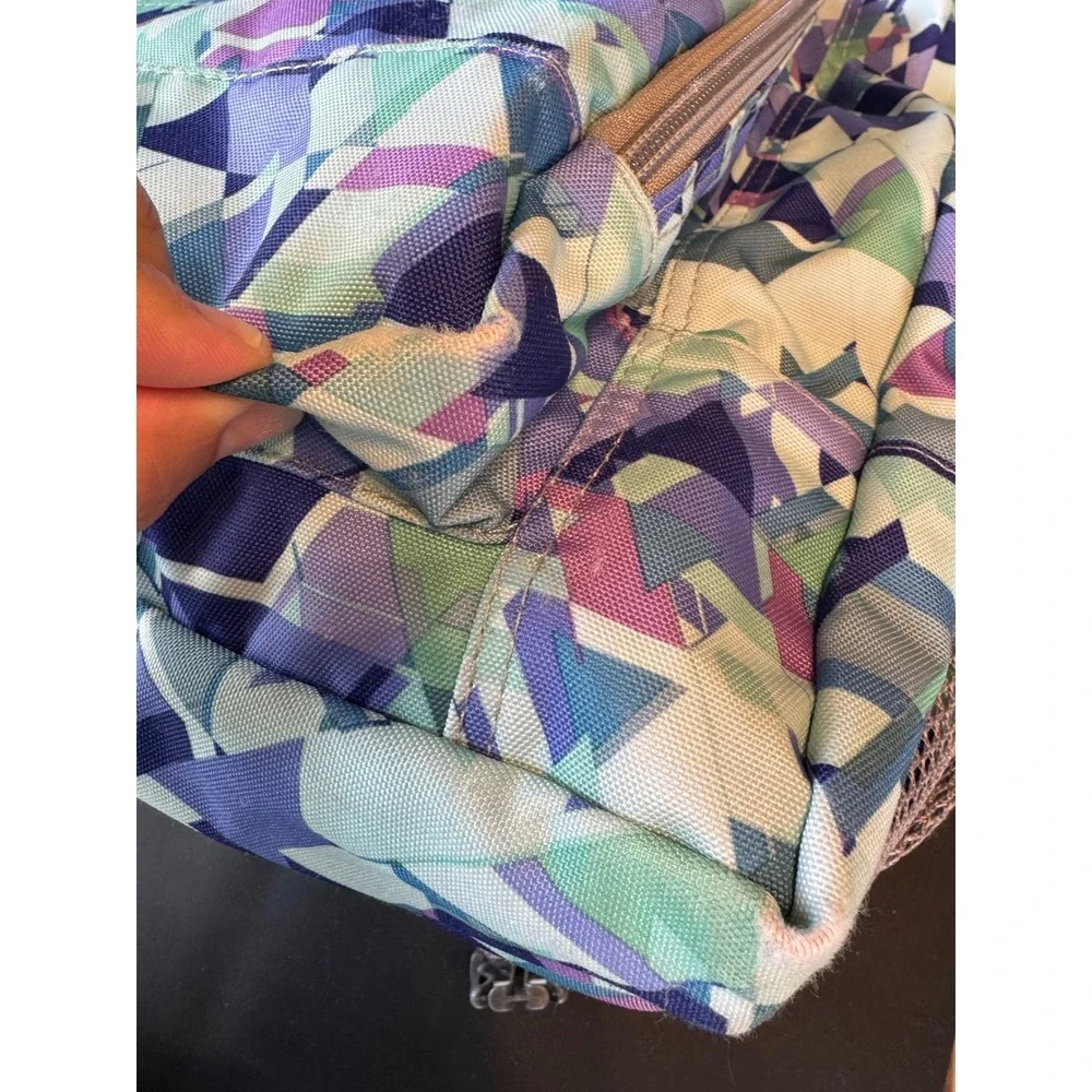 LL Bean Deluxe Book Pack Backpack Fresh Mint Prism Geometric Triangle Print 37L
